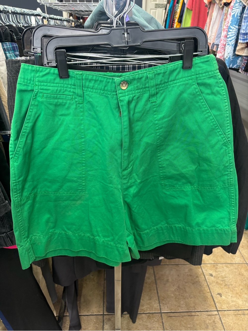 VINTAGE Basic Editions Green Striped Cotton Shorts